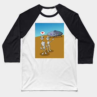 Alien with UFO T Shirt Baseball T-Shirt